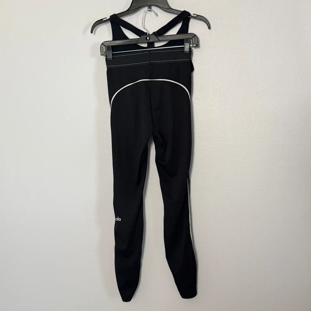 Alo Yoga Airlift Suit Up Set Black White Activewear Bra Leggings‎ - Small